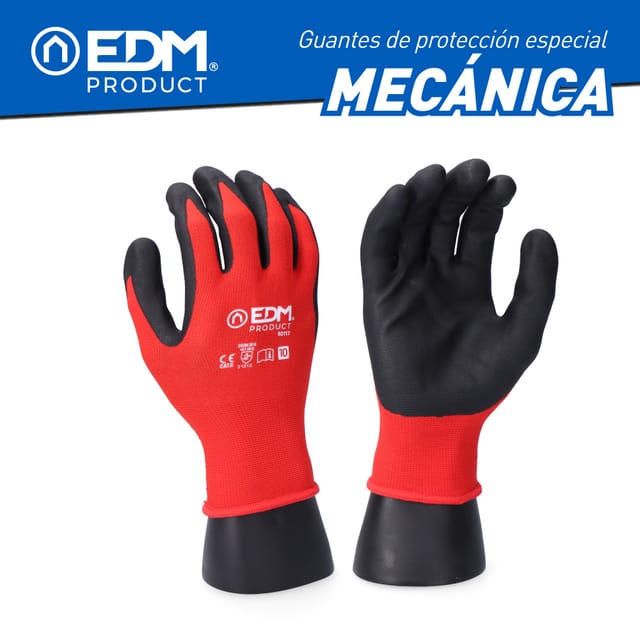 EDM - Nitrilbeschichteter mechanischer Industriehandschuh aus Nylon/Lycra, geeignet für Touchscreen der Größe 8