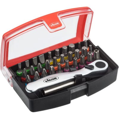 Bit Box mit Umschaltknarre 1/4-Zoll 32-teilig V5502 - Vigor
