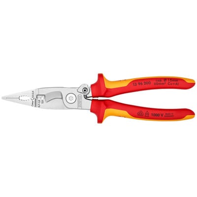 KNIPEX 13 96 200 SB Elektro-Installationszange isoliert mit Mehrkomponenten-Hüllen, VDE-geprüft verchromt 200 mm