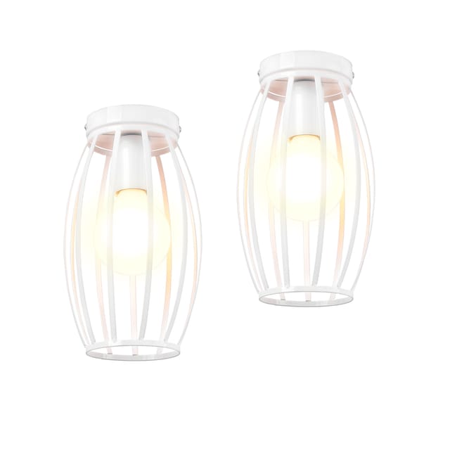 Axhup - 2er Deckenleuchte, 1 Flammig Deckenlampe Mit Ø15cm Drahtkäfig, Industraille Stil Edison Licht E27 Fassung Für Wohnzimmer Esszimmer (weiß)