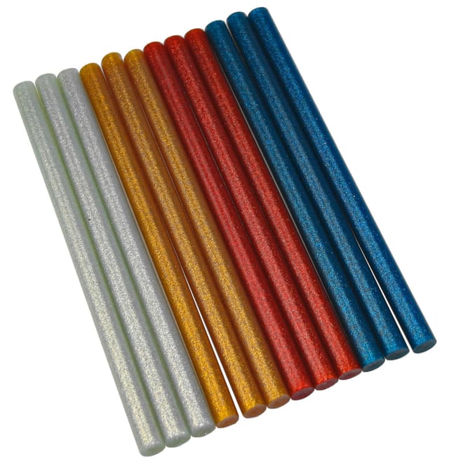 12 Heißkleber Klebesticks 11,2mm x 200mm farbig glitzer