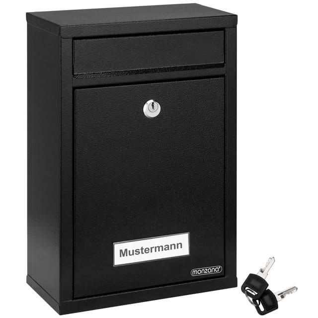 Monzana - Briefkasten Wandbriefkasten Briefkastenanlage Postkasten Briefbox Stahl schwarz