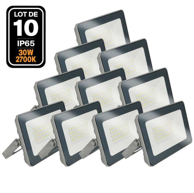 Europalamp - 10 LED-Fluter 30W ProLine Warmweiß 3000K Hohe Helligkeit.