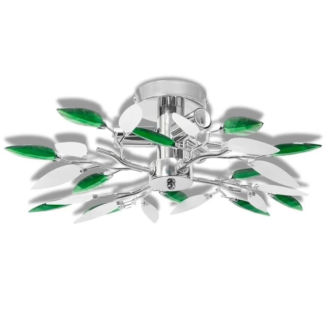 Vidaxl - Deckenleuchte Weiße & Grüne Acrylglas-Blätter 3 × E14-Lampen