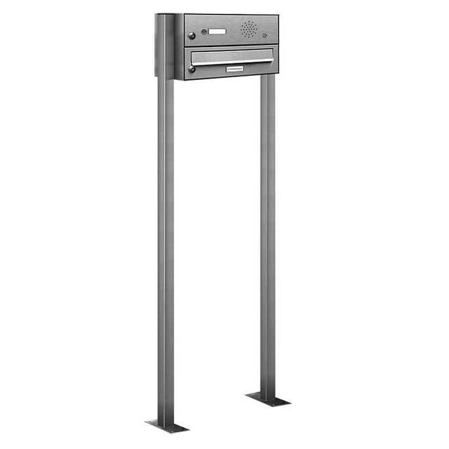 Al Briefkastensysteme - 1er Edelstahl Standbriefkasten Anlage mit Klingel und Sprechgitter