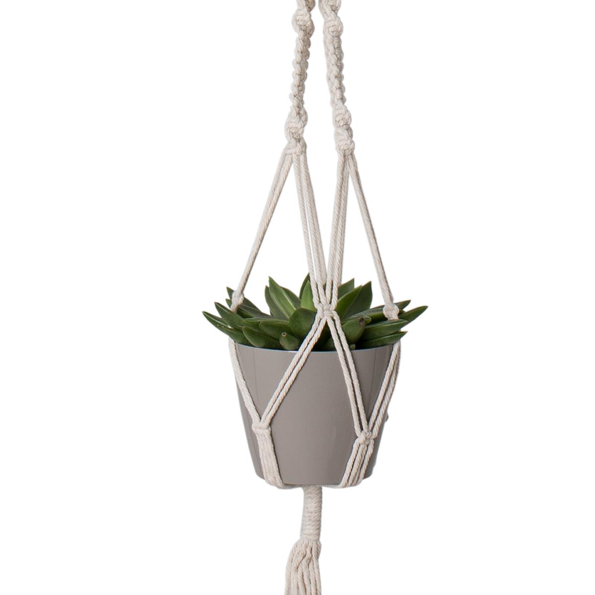 Artevasi© Makramee Blumenampel 2-fach Halter Double Weiß 120 Cm