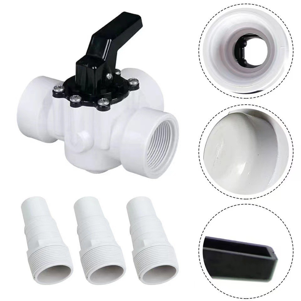 Vanne De Dérivation Trois Voies Zodiac Jandy 4715 De 1,5 Pouce, Vanne De Piscine Blanche, Vanne De Contrôle À Trois Ports Avec 3 Accessoires D'Interface