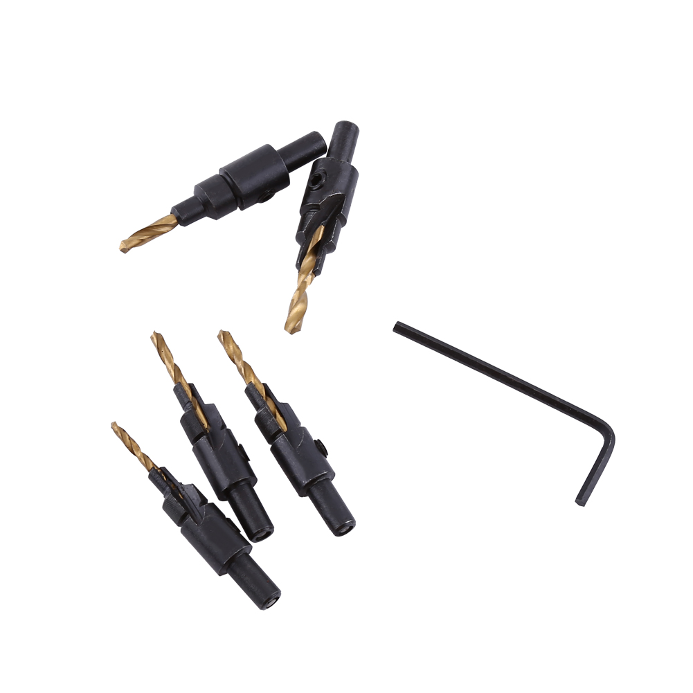 5-teiliges Hss-senkbohrer-set, 1/4"-rundschaft, Anfasset Für Die Holzbearbeitung