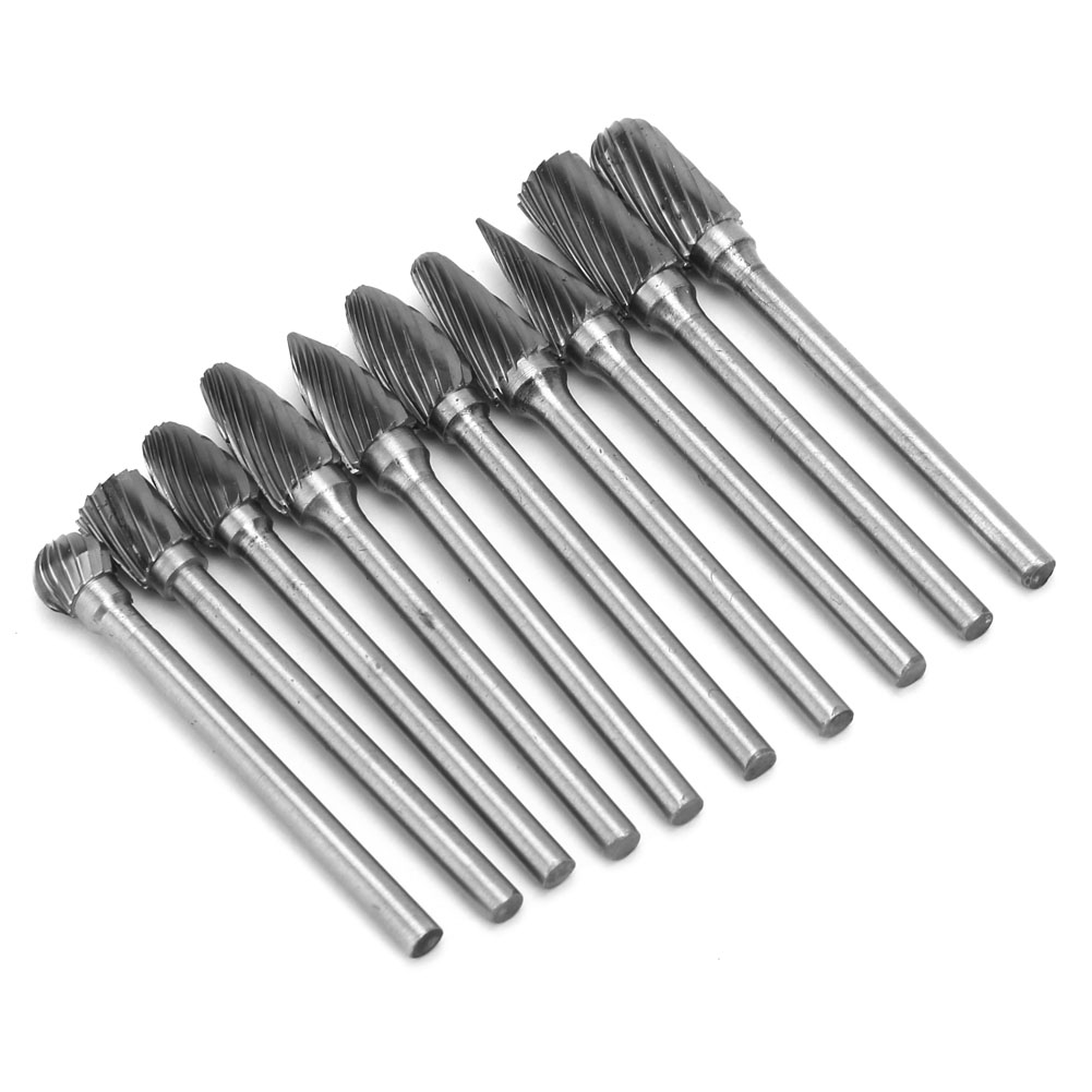 10-teiliger Satz Runder Fräser Aus Wolframkarbid Mit Einheitlichem Schneiddurchmesser, 1/8