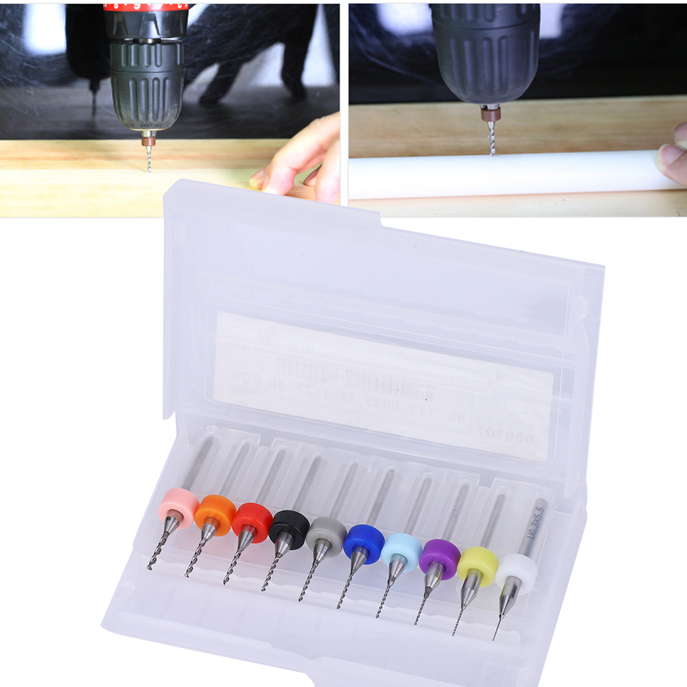 10-teiliges Set Hartmetall-mikrobohrer Für 0,3–1,2 Mm Cnc-rotationsbohren Von Leiterplatten