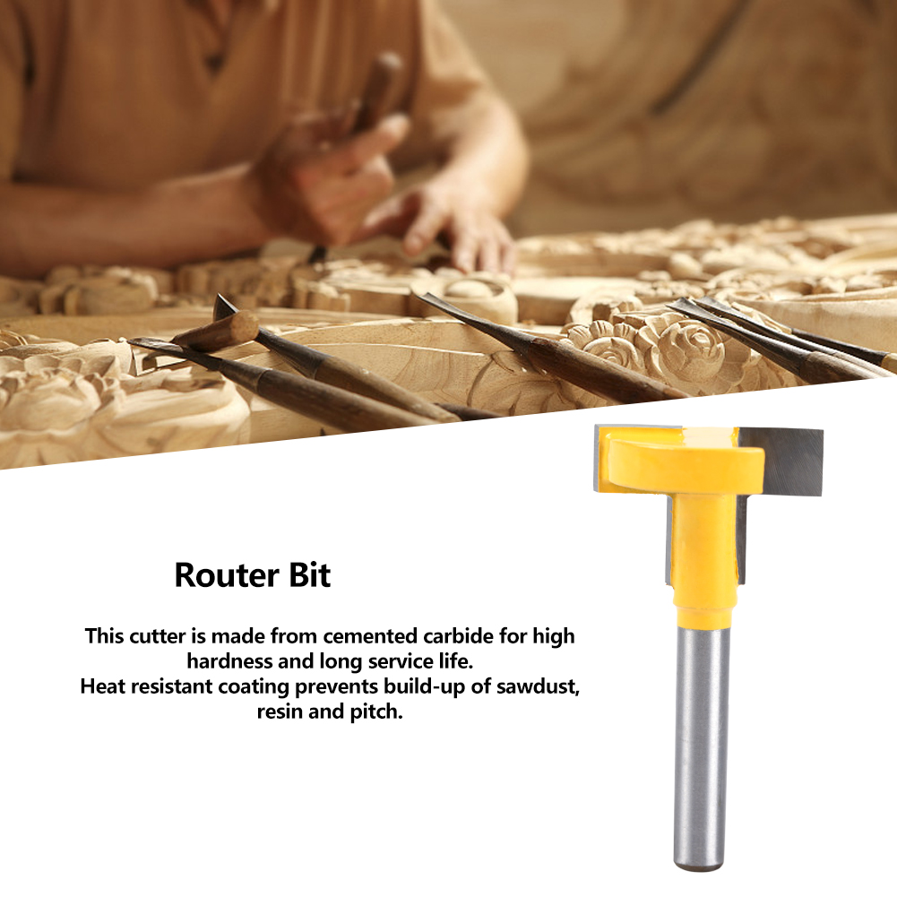 1/4" Schaft Hartmetall T-nut-fräser Für Die Holzbearbeitung (gelb 27 Mm)