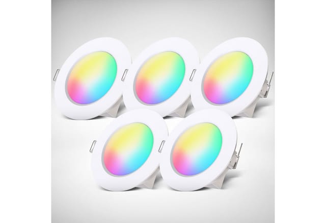B.k.licht - Einbaustrahler 70mm 5er Set - 230V, 4,8W, 450lm, led, dimmbar, Fernbedienung, rgbw, weiß