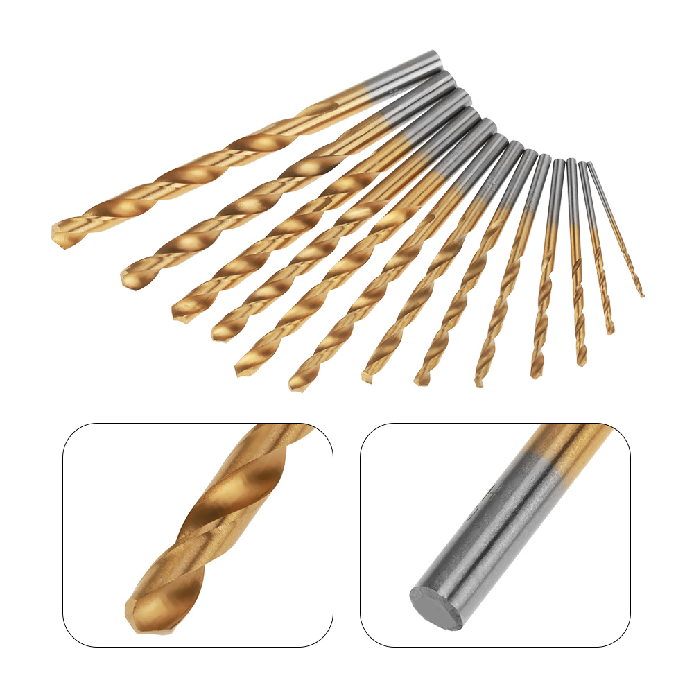13-teiliges Set Hss-spiralbohrer (1,5–6,5 Mm) Mit Titanbeschichtung Und Rundgriff