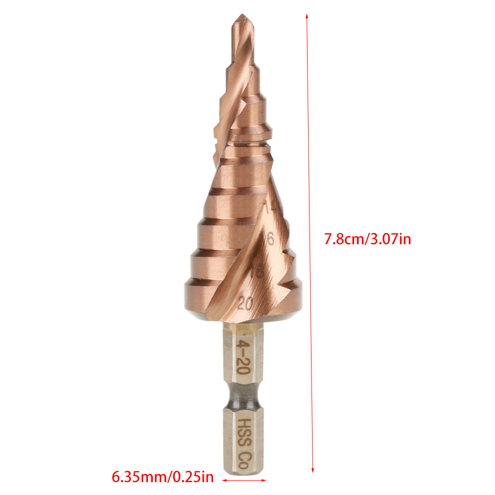 1 Stück Sechseckiger Spiralnut-stufenbohrer Aus Kobalt, Hergestellt Aus Hochgeschwindigkeitsstahl (4-20 Mm)