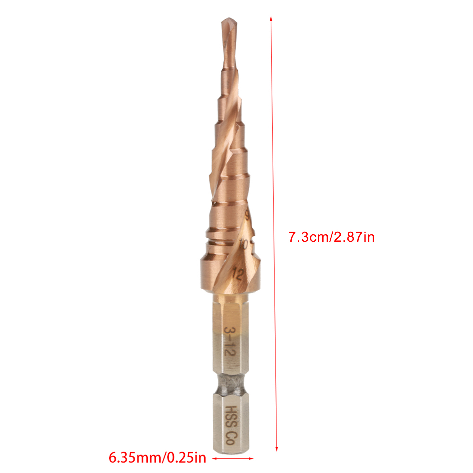 Sechskantgriffige, Spiralförmig Gerillte Stufenbohrer Aus Kobaltstahl Aus Schnellarbeitsstahl (3–12 Mm)