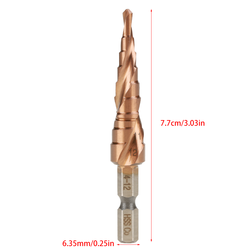 1 Stück Sechseckiger Spiralnut-stufenbohrer Aus Kobalt, Hergestellt Aus Hochgeschwindigkeitsstahl (4-12 Mm)