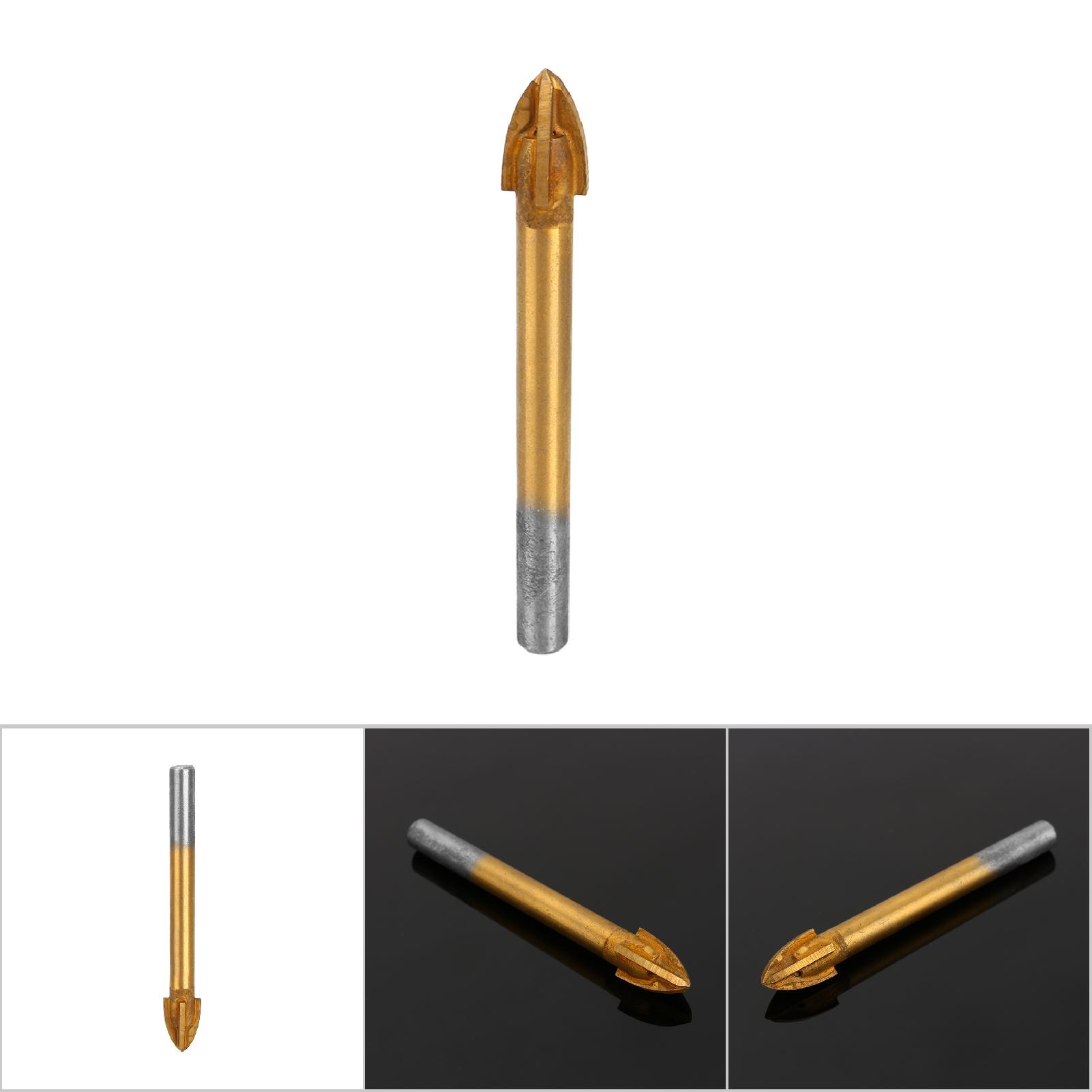 10-mm-hartmetall-glasbohrer-set, Titanbeschichtet, 4 Schneidklingen, Kreuzkopfwerkzeug