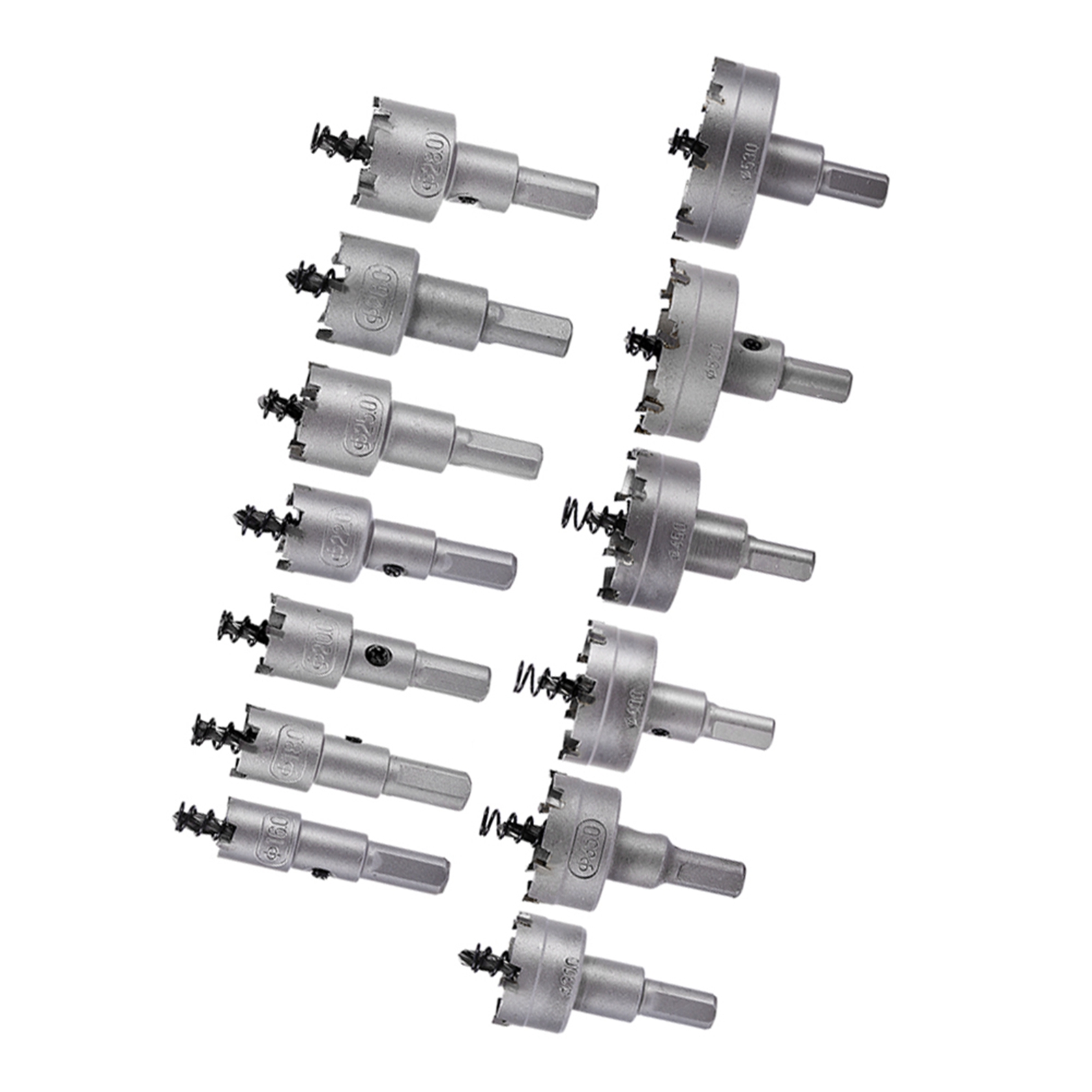 13-teiliges Set Aus 16, 18, 20 Und 22 Mm Hartmetallbohrern Und Lochsägen Aus Edelstahl