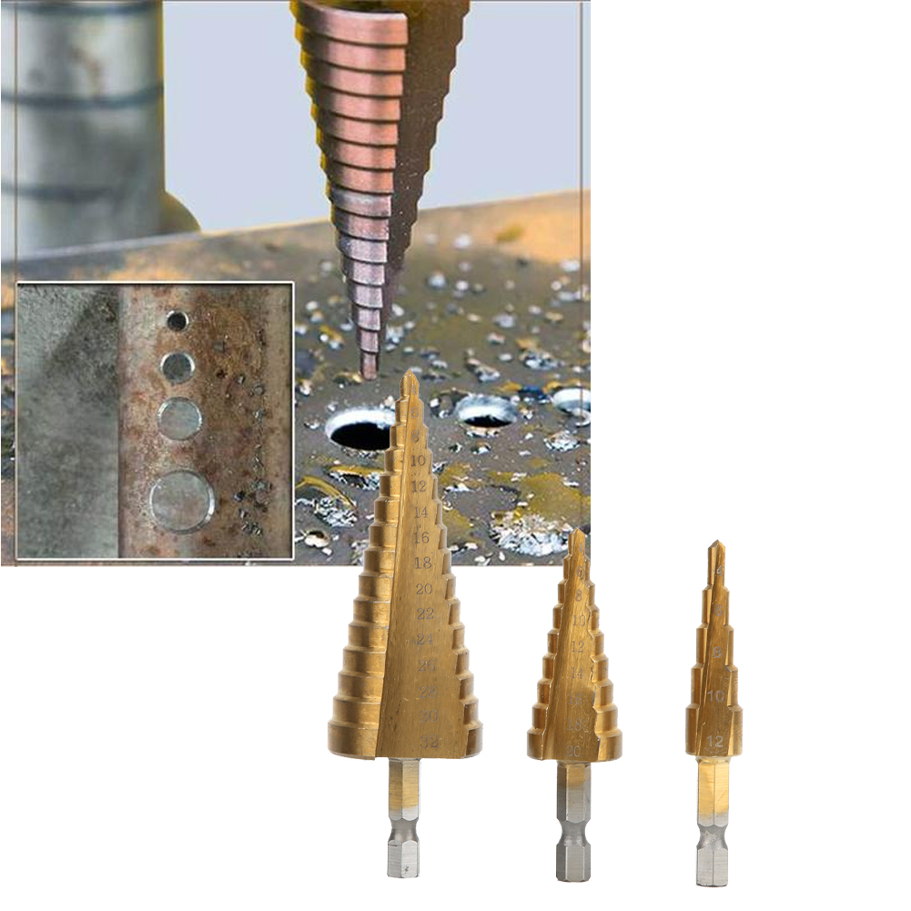3 Stück 312/4 Ø12/20 Mm Hss-kegelbohrer Mit Sechskantschaft Für Lochschneider