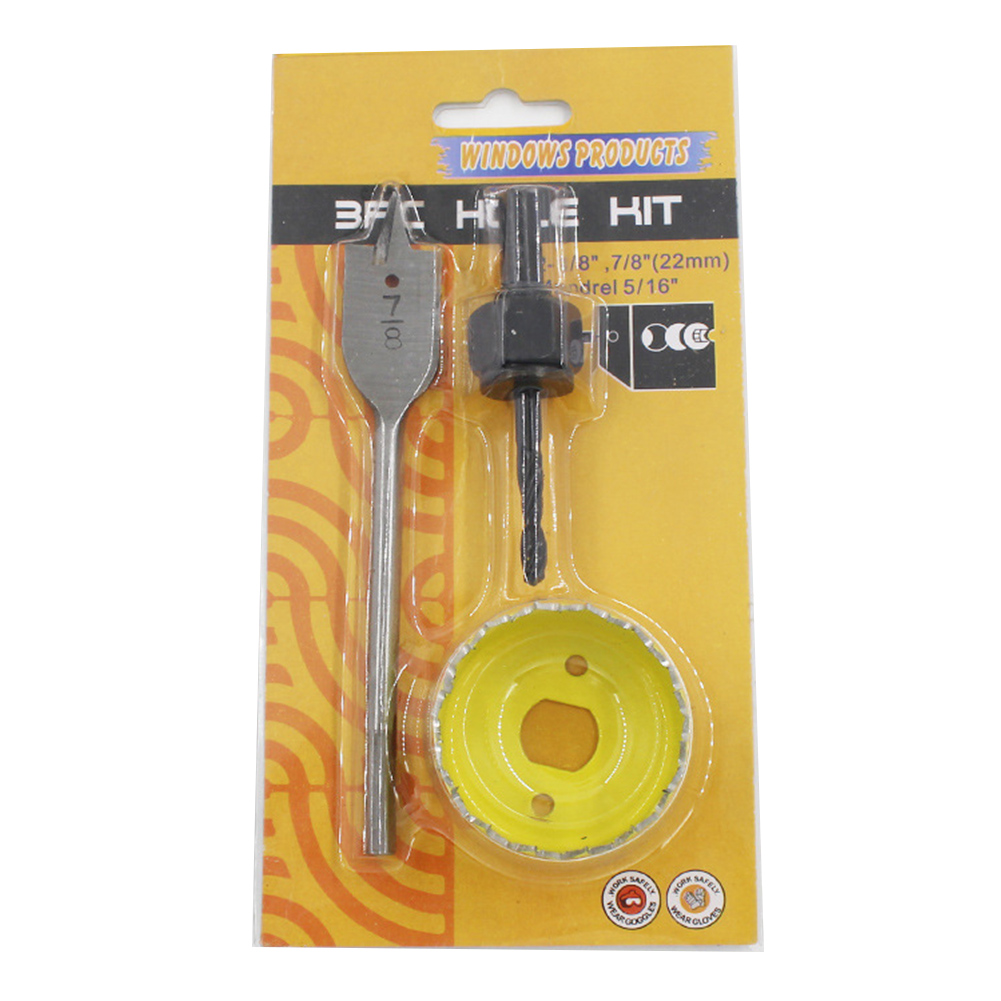 3-teiliges Flachbohrer-set Für Metall, Lochsägen Und Bohrer Für Holz, Bretter Und Kunststoff (gelb)