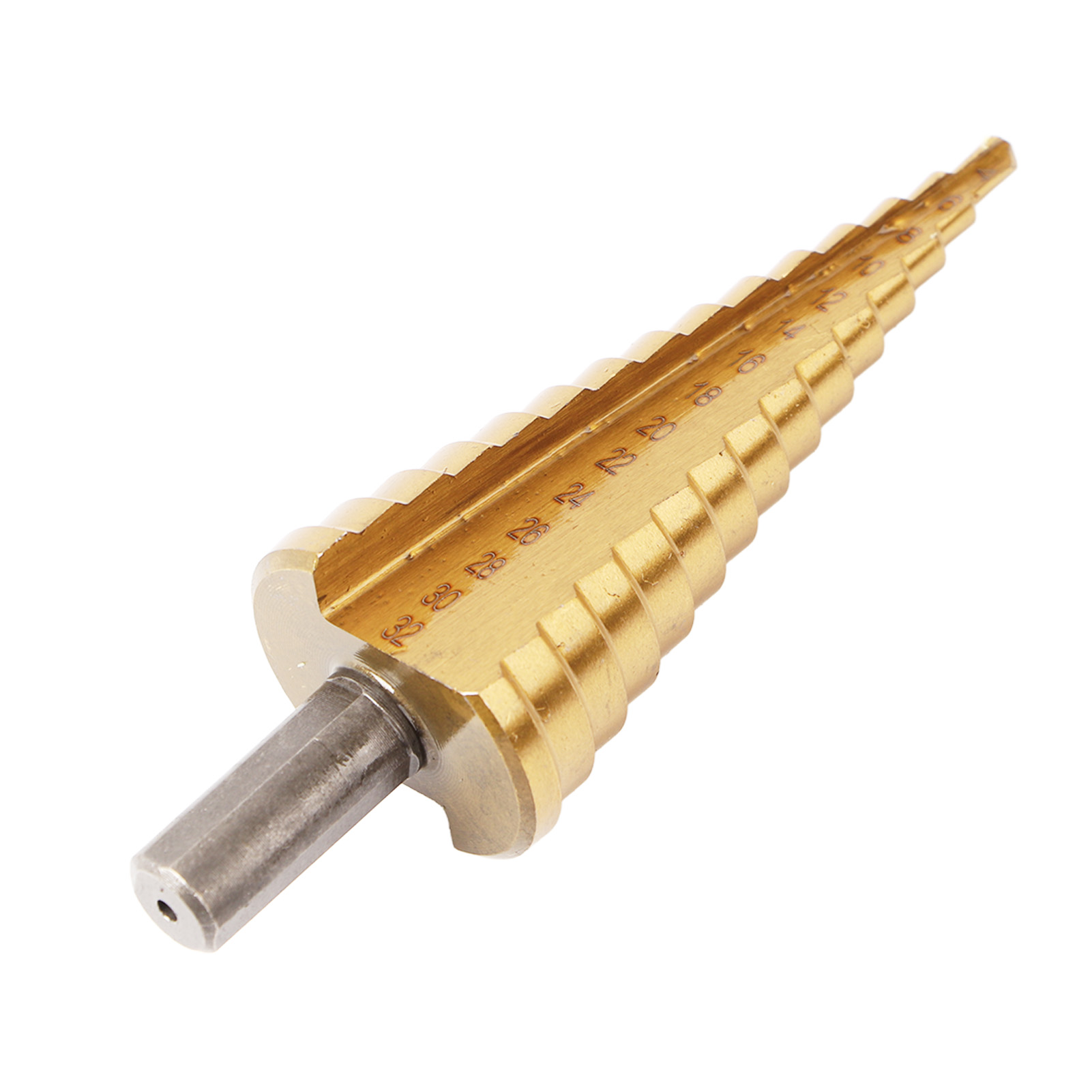 Stufenbohrer Mit Hss-sechskantschaft, 4–32 Mm, Gerader Nut, 15 Stufen, Für Die Holzbearbeitung