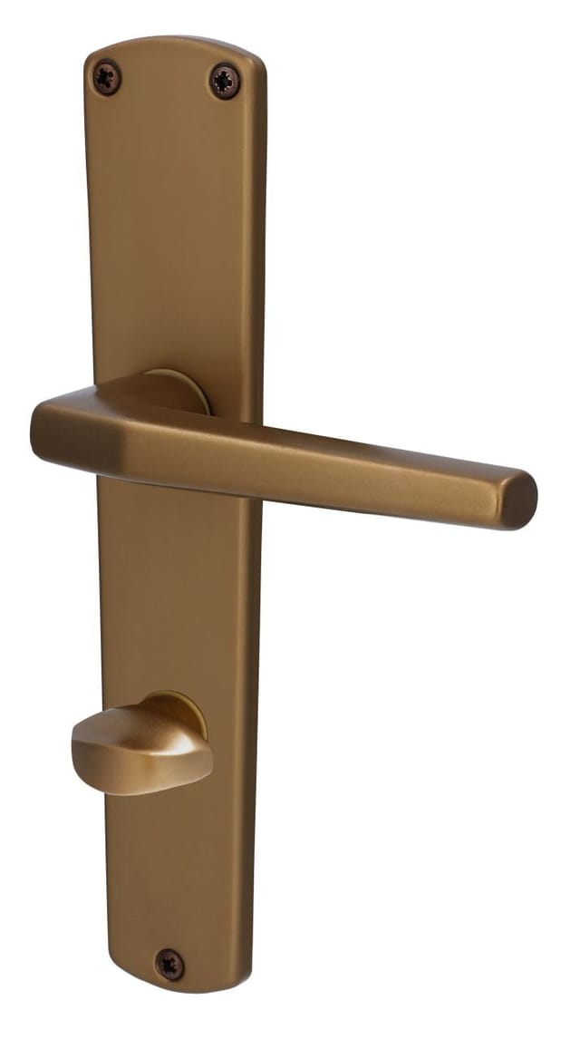 Alpertec - WC-Langschildgarnitur Phil Aluminium F4 bronze abgerundet Beschläge