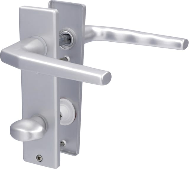 Alpertec - Kurzschildgarnitur Florence Aluminium silber eckig Beschläge