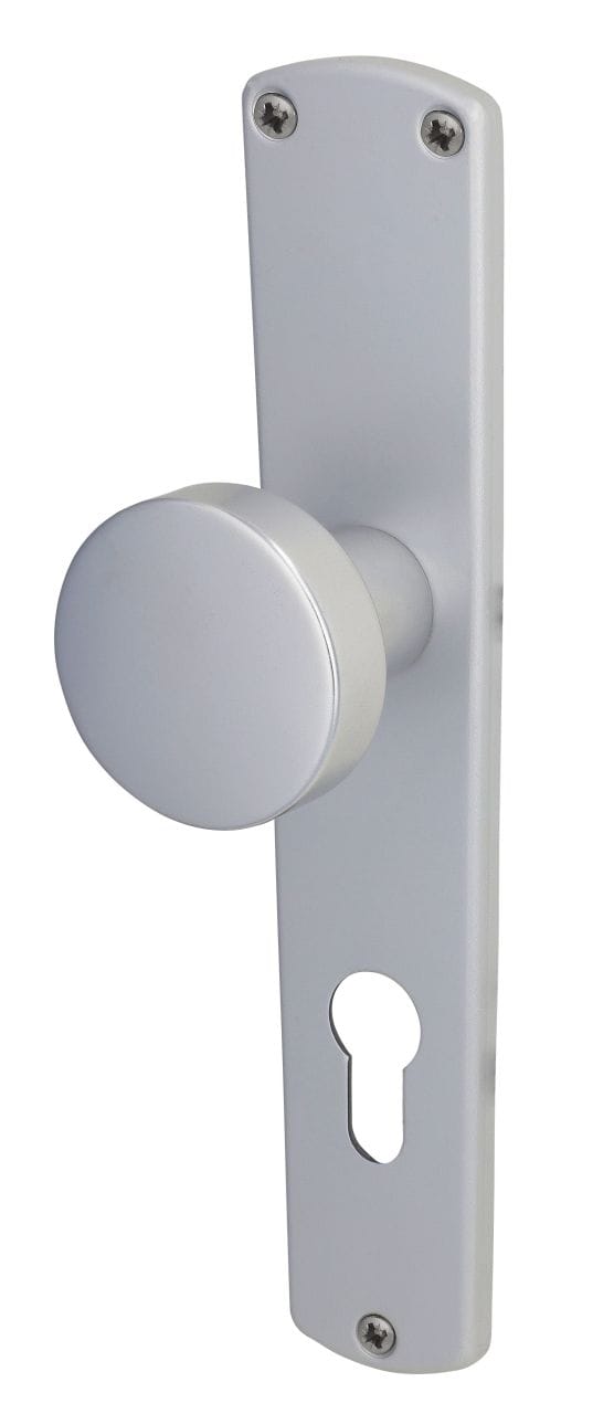 Alpertec - PZ-Knopflangschild Phil Aluminium silber abgerundet Beschläge