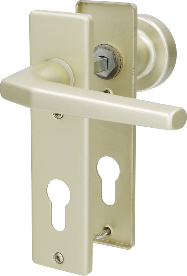 Alpertec - PZ-Kurzschildgarnitur Florence Aluminium F2 gold eckig Beschläge