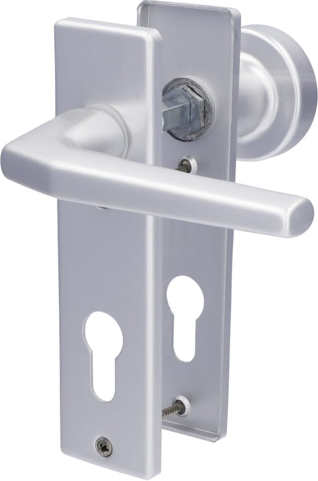 Alpertec - PZ-Kurzschildgarnitur Drücker/Knopf Florence Aluminium F1 silber Beschläge
