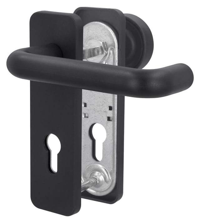 Alpertec - Feuerschutzgarnitur Drücker/Knopf Kunststoff schwarz eckig Beschläge