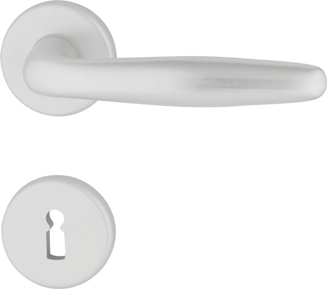 Alpertec - BB-Rosettengarnitur Ray Aluminium weiß rund Beschläge