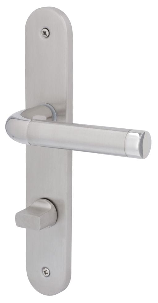 Alpertec - WC-Langschildgarnitur Lea Edelstahl Bi-Colour abgerundet Beschläge