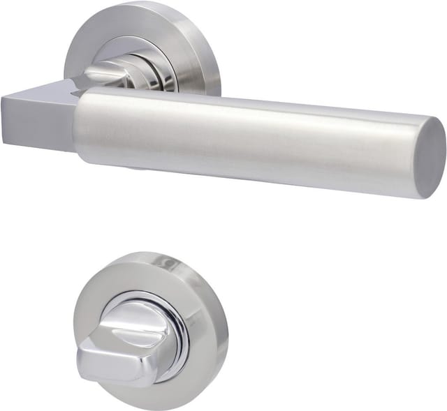Alpertec - WC-Rosettengarnitur Solid 2 Edelstahl silber rund Beschläge