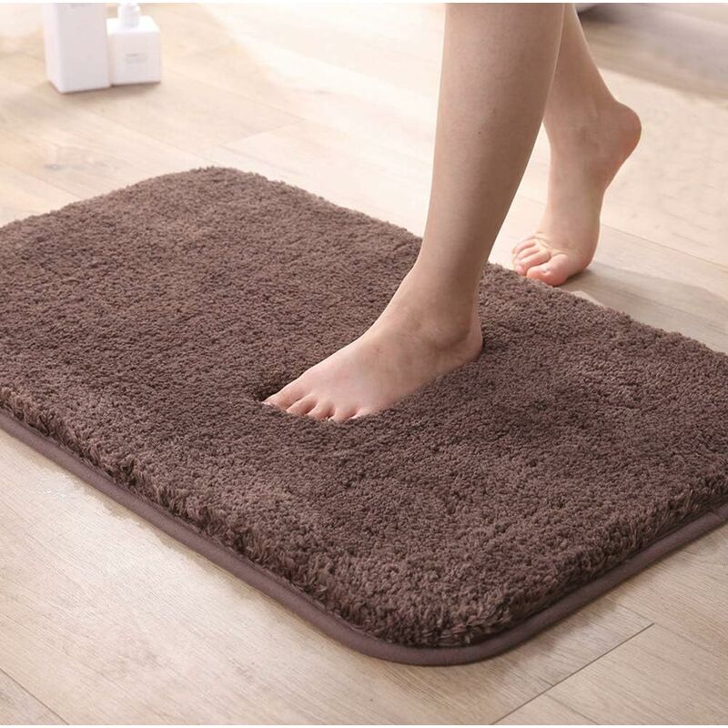 Extra Dicke, Rutschfeste, Saugfähige Badematte, Badezimmer-dusche, Bodenmatte, Chenille, Maschinenwaschbar (braun, 50 X 80 Cm)
