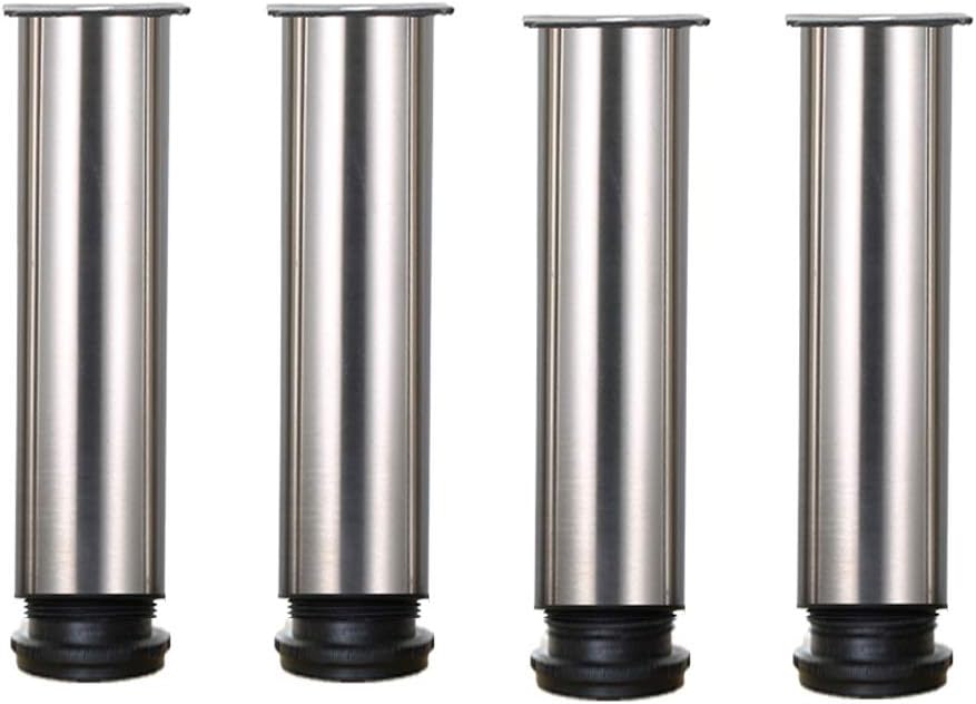 4 Verstellbare Beine 200 Mm Höhe Verdicken Schrankbeine Tischbeine Möbelbeine, Gebürsteter Edelstahl, Verstellbare Höhe 0-15 Mm Mit Edelstahlschrauben