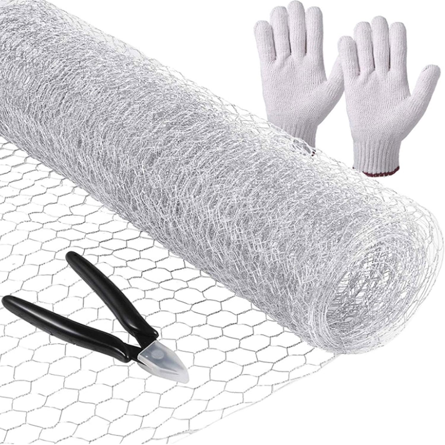 Leichter Hühnerdraht, Sechseckiges, Verzinktes Drahtgeflecht Mit Minischneider + Handschuhen, Für Bastelprojekte, Gartenarbeit, Heimdekoration (400 Mm × 5 M)
