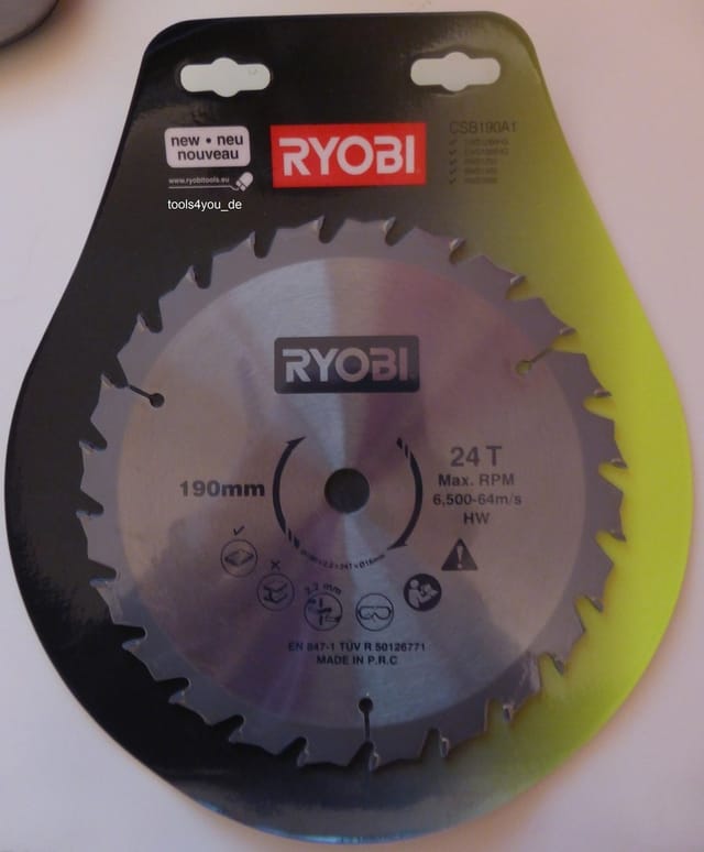 CSB190A1 Kreissägeblatt ø 190 mm 16 mm 2,2 mm 24T Holz RCS1400-G - Ryobi