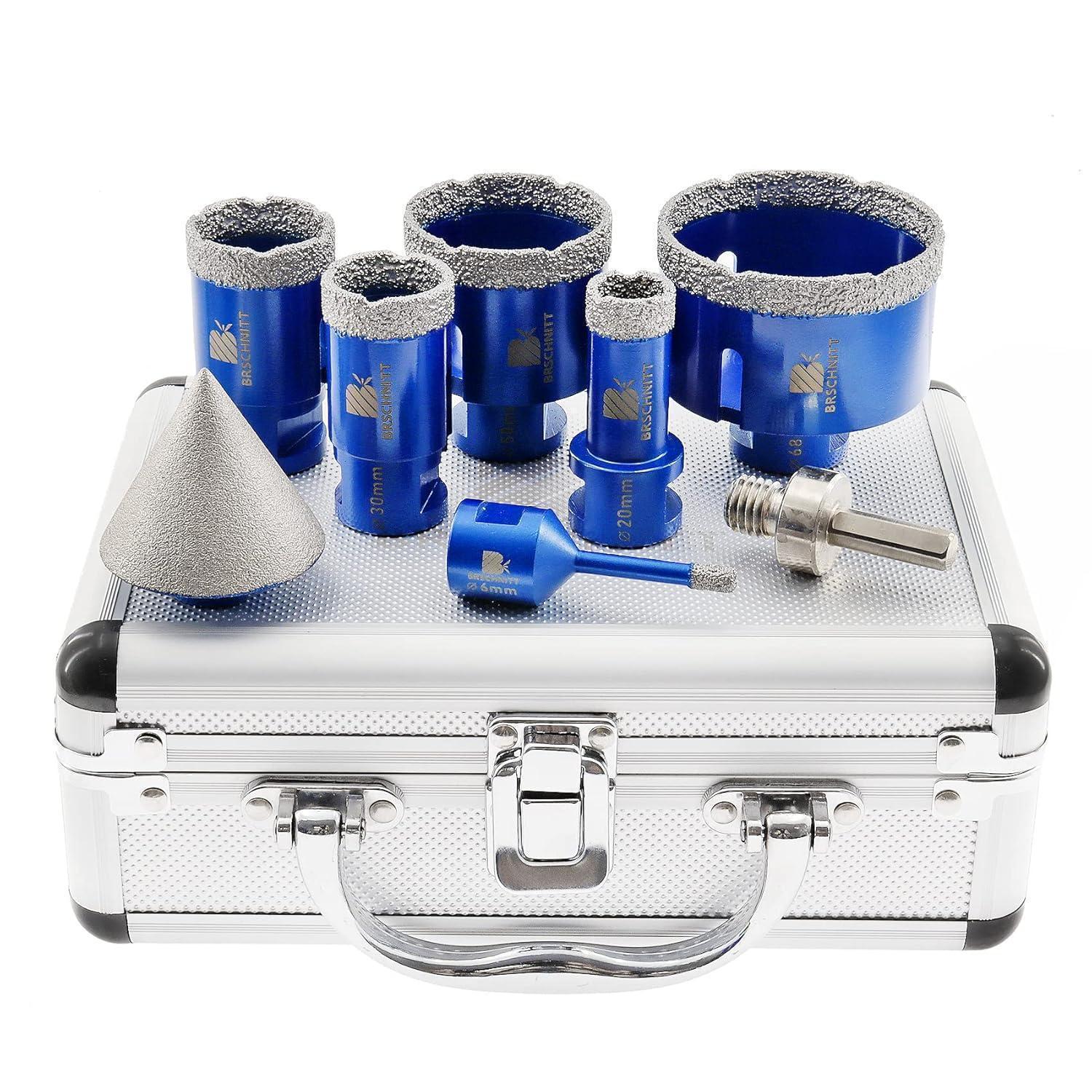 Diamantbohrer Set 6-68mm Mit 50mm Fasenbohrer Für Fliesen, Granit, Marmor