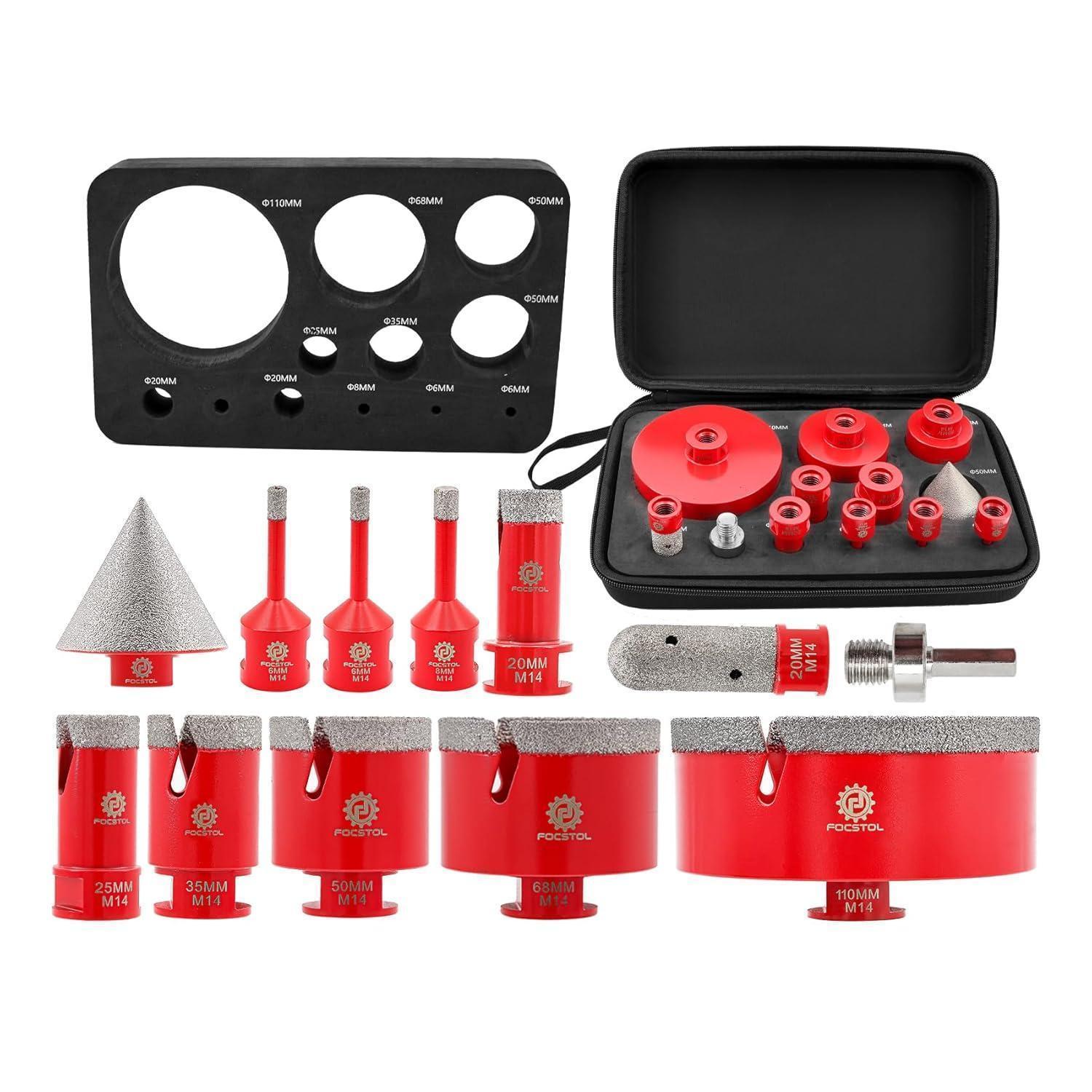 Diamant Fliesenbohrer Set 12tlg. M14 Für Porzellan, Keramik, Marmor, Granit