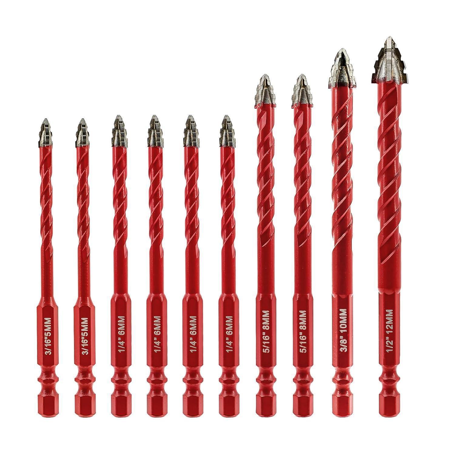 Exzenterbohrer Set 10tlg. Hartmetallbohrer 5-12mm Für Holz, Fliesen, Beton