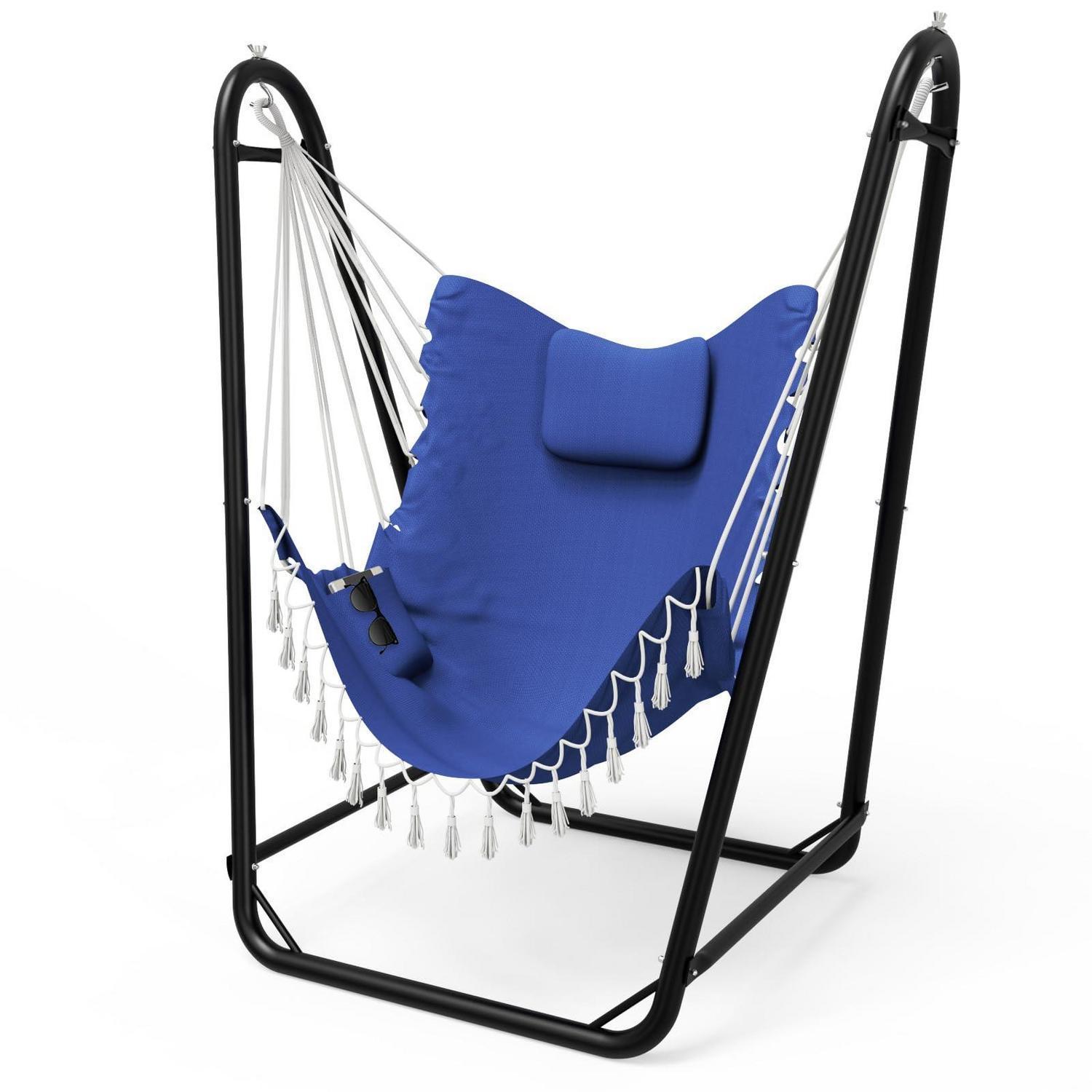 Hängesessel Mit Ständer, Robust, Für Drinnen & Draußen, 159 Kg Tragkraft, Marineblau