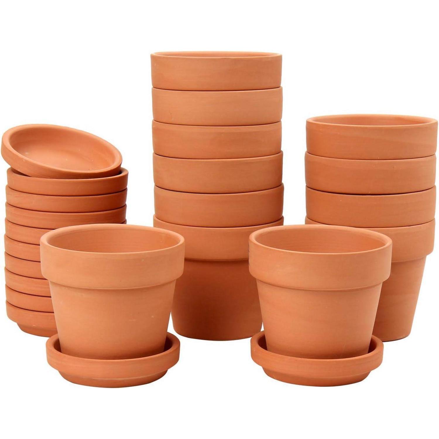 12x Mini Terrakotta Töpfe Mit Untersetzer 7.9cm, Sukkulenten Kräutertöpfe