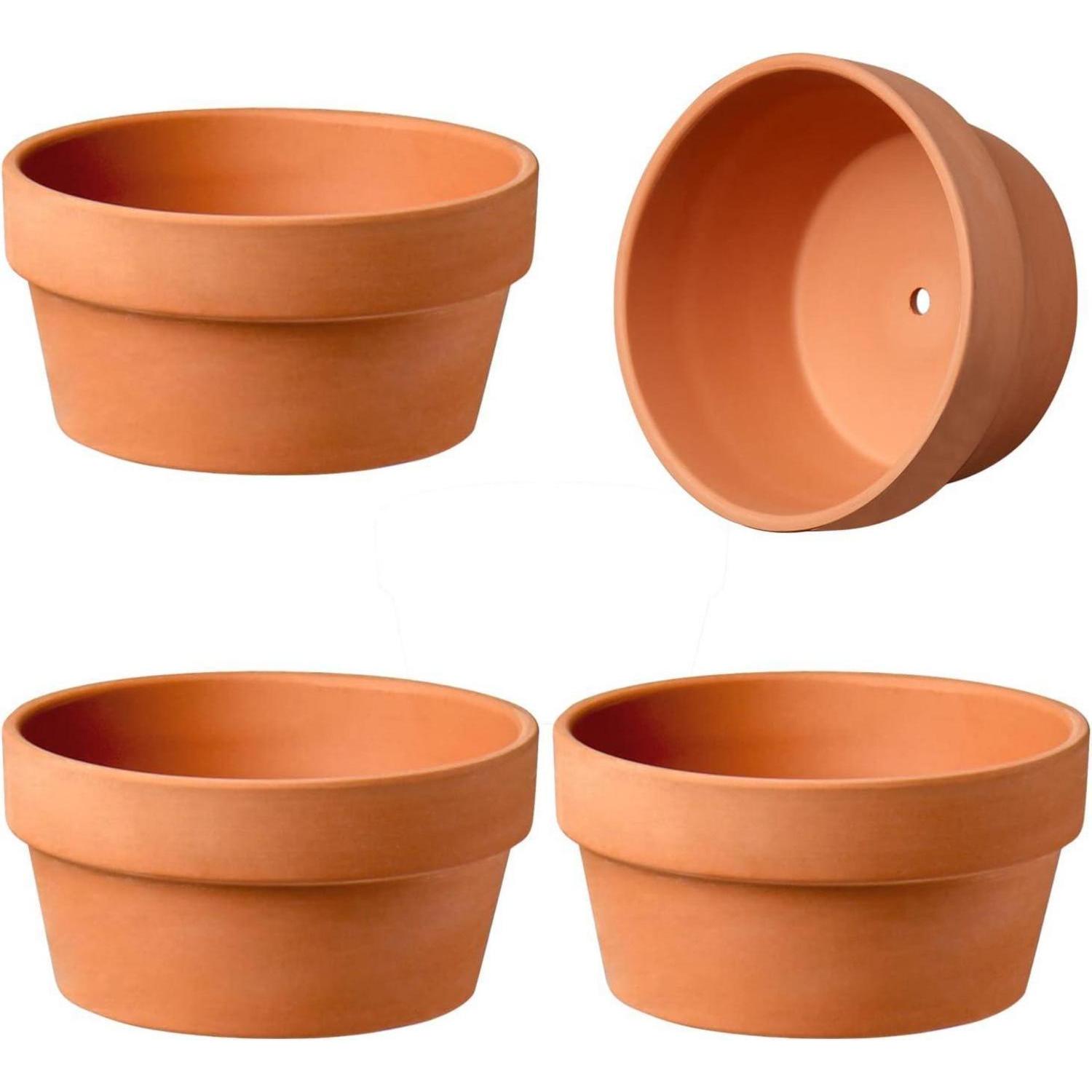 4er Set Terrakotta Blumentöpfe 14cm Mit Abflussloch Für Sukkulenten & Kräuter