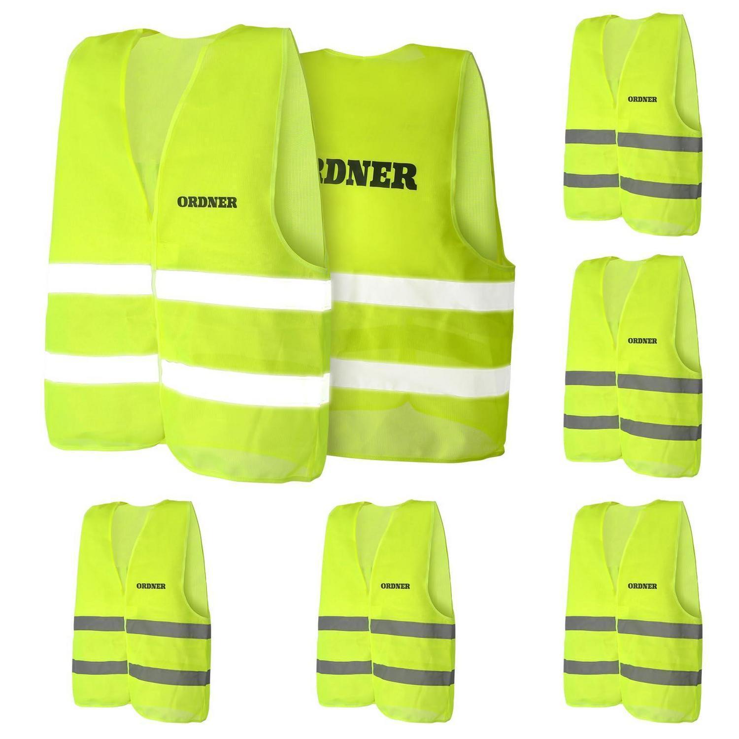 Warnweste Mit Reflektionsstreifen, Fluoreszierendes Gelb, Größe Xl