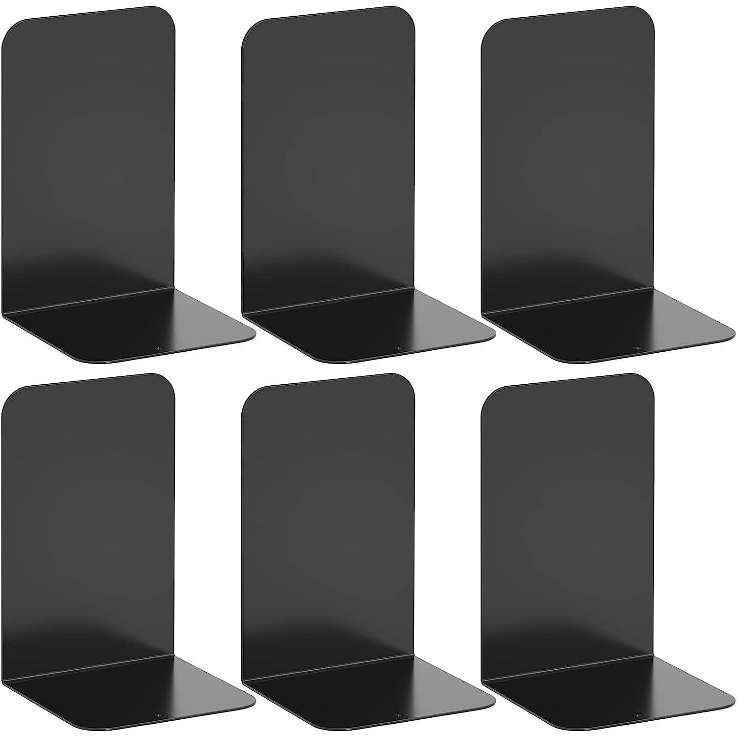 6er Set Buchstützen Metall Schwer L-form Rutschfest Schwarz