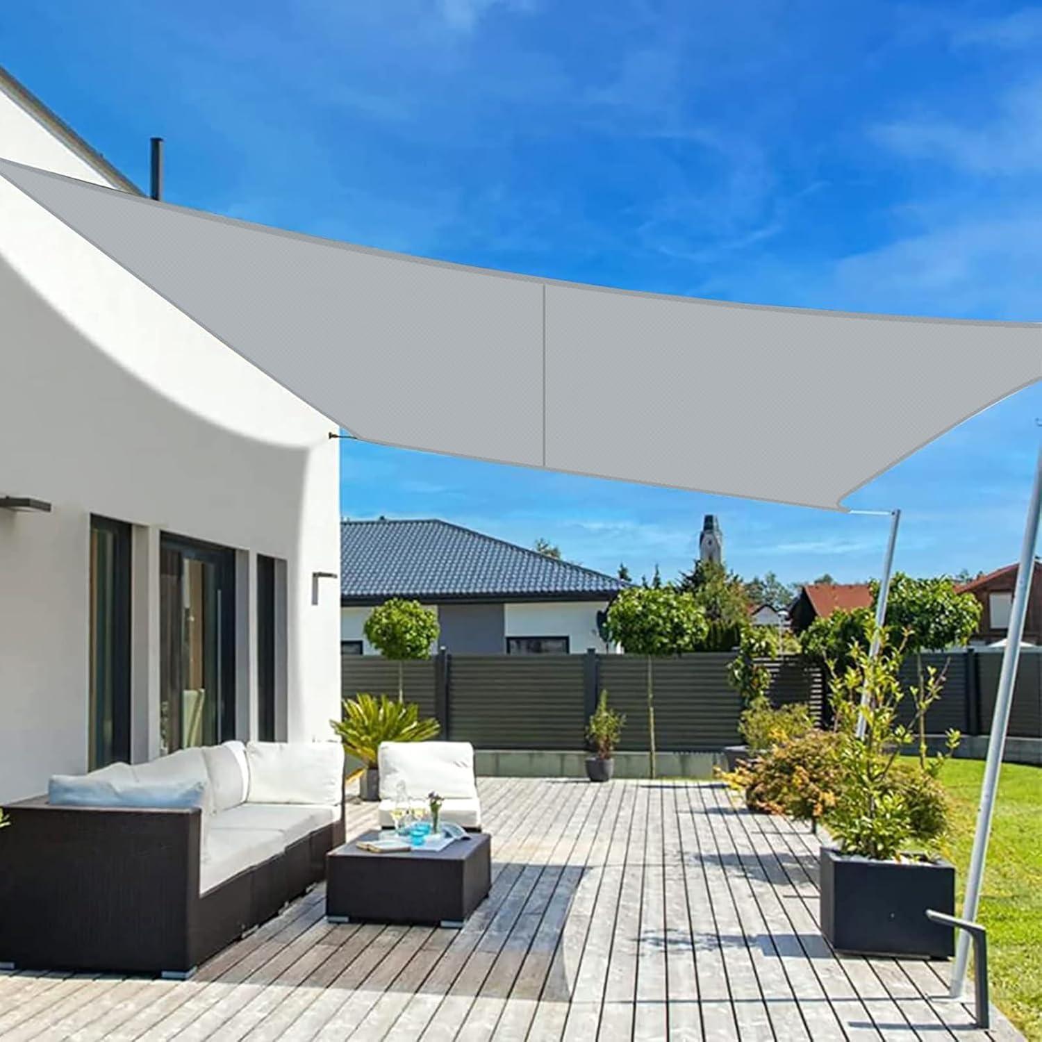 Sonnensegel 2.5x5m Wasserdicht Rechteckig Hellgrau Uv-schutz 95% Für Garten Terrasse Balkon