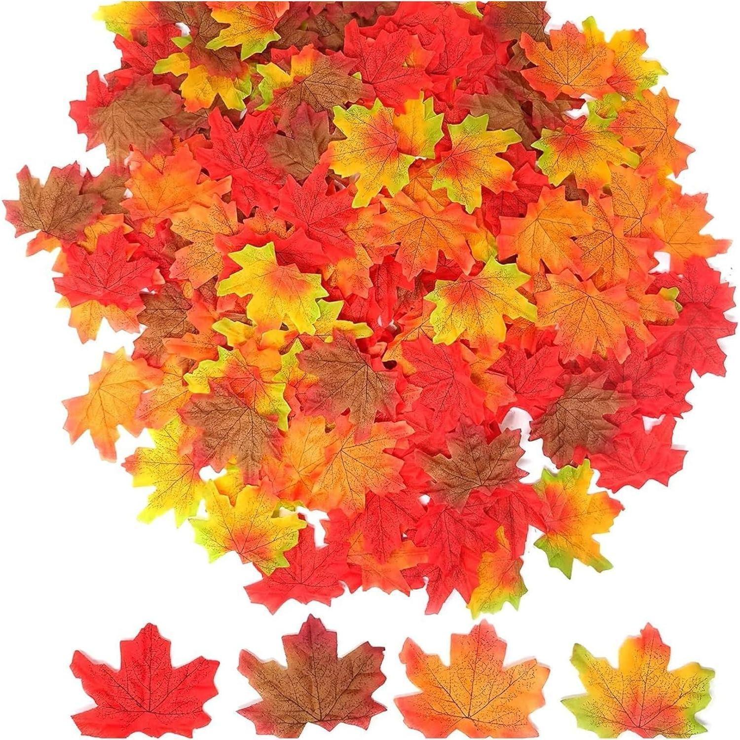 200 Stück Künstliche Herbstblätter Deko Ahornblätter 8x8cm