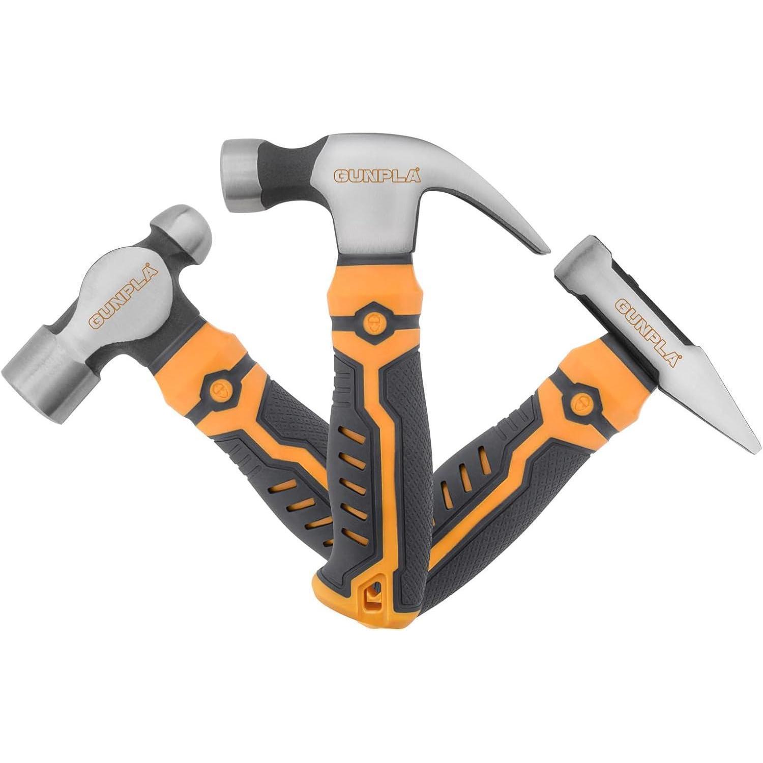 3er Set Mini-hammer: Klauenhammer, Kugelhammer, Maschinistenhammer Aus Karbonstahl