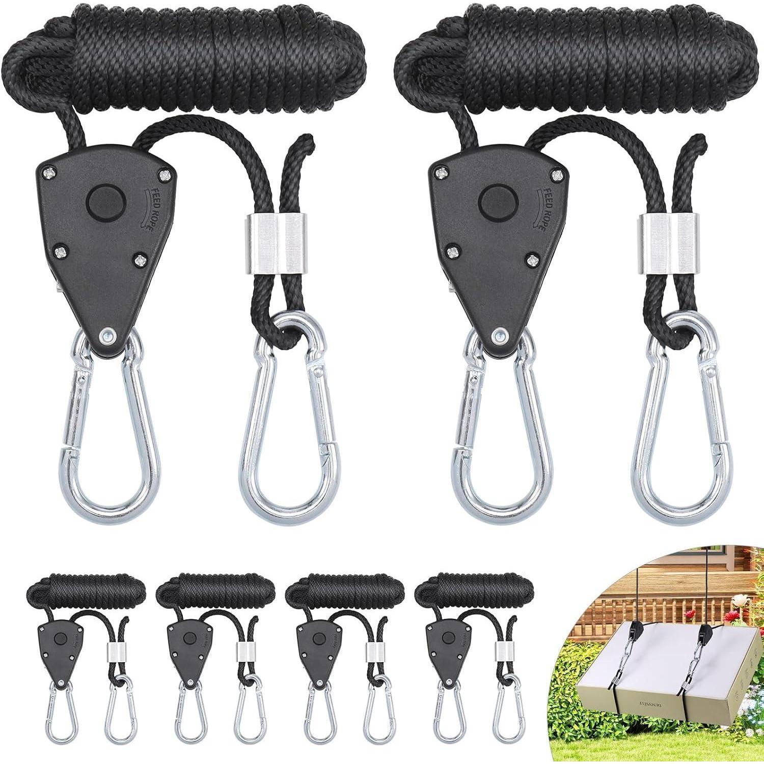 Ratschenseil Hänger 6er Set, 2,4m Verstellbar, Für Sonnensegel, Camping, Pflanzenlampen